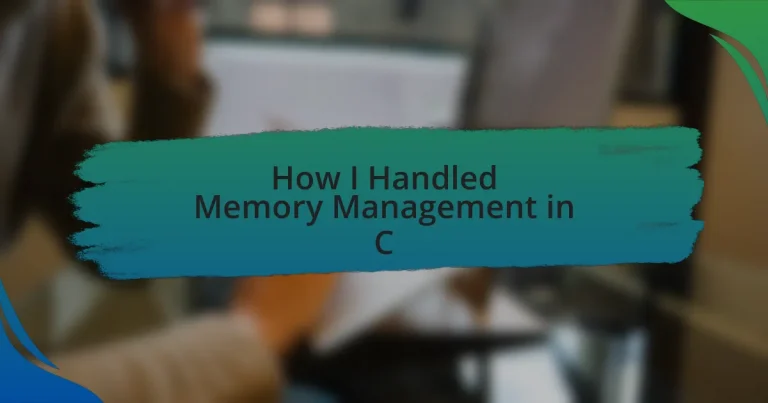 How I Handled Memory Management in C