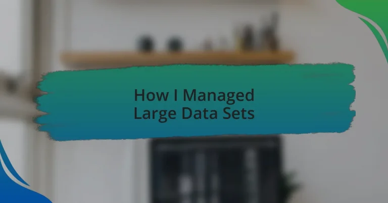 How I Managed Large Data Sets