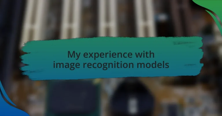 My experience with image recognition models