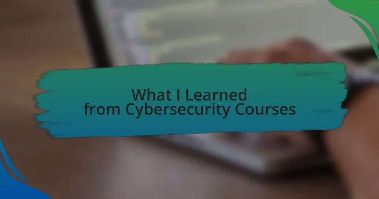 What I Learned from Cybersecurity Courses
